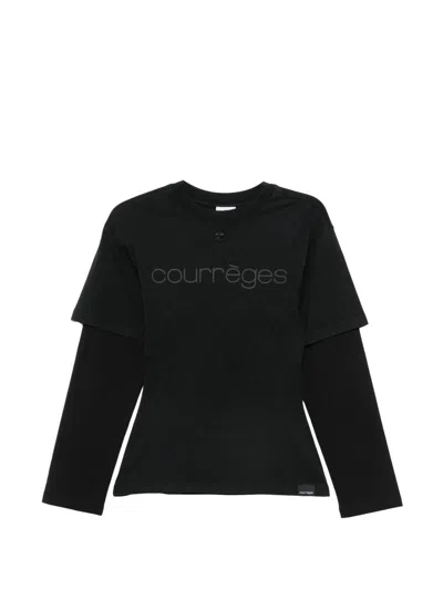 Courrèges Courregès Black Doublesleeve Tshirt In Gray