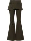 Courrèges Military Green Cotton Mini Skirt Trousers In Green