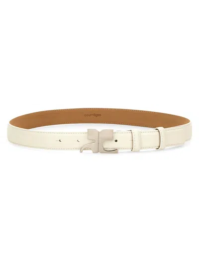 Courrèges Leather "ac" Belt In Neutrals