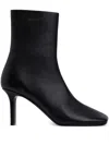 Courrèges Leather Square-toe Ankle Boots In Black