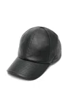 Courrèges Leather Baseball Cap In Black