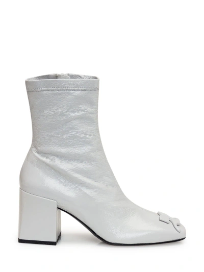 Courrèges Leather Boots In Dirty White
