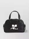 Courrèges Leather Bowling Bag Metal Hardware In Black