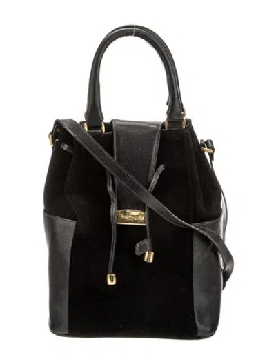 Pre-owned Courrèges Leather Bucket Bag In Black
