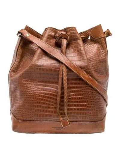 Pre-owned Courrèges Leather Bucket Bag In Brown