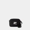 Courrèges Smooth Leather Crossbody Bag With Prominent Logo In Black