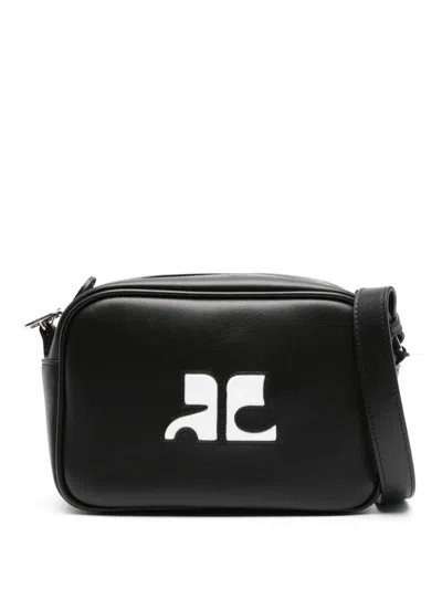 Courrèges Leather Camera Bag In Black