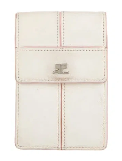 Pre-owned Courrèges Leather Card Holder In White