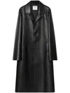 Courrèges Leather Coat In Black