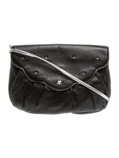 Pre-owned Courrèges Leather Crossbody Bag In Black