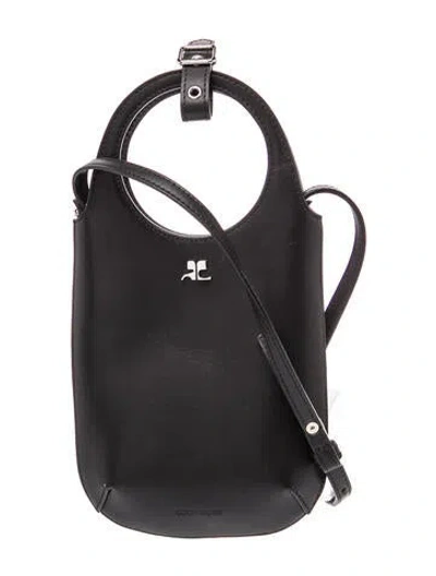 Pre-owned Courrèges Leather Crossbody Bag In Black/grey