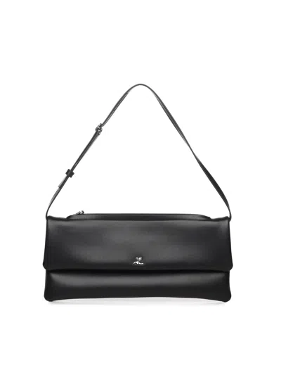 Courrèges Leather Cuff Clutch In Black
