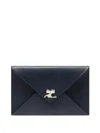 Courrèges Leather Envelope Card Holder In Blue