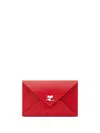 Courrèges Leather Envelope Card Holder In Red