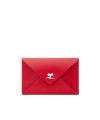 Courrèges Leather Envelope Cardholder In Ruby Colour