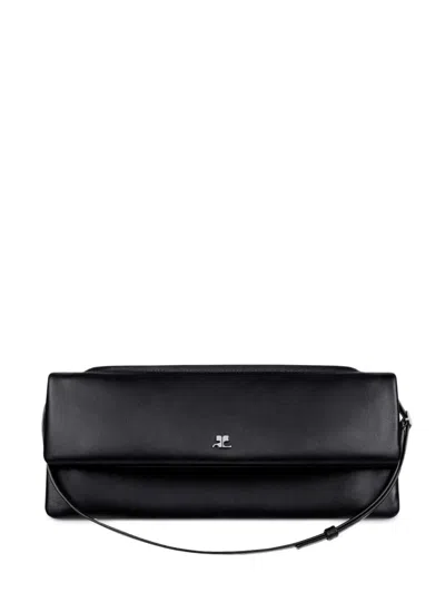 Courrèges Courregès Leather Flap Purse In Black