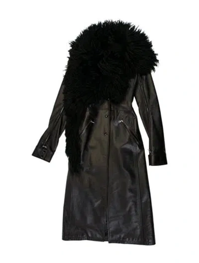 Pre-owned Courrèges Leather Fur Coat In Brown