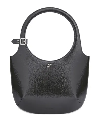 Courrèges Leather Handbag In Black
