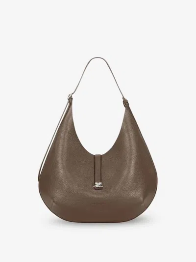 Courrèges Leather Hobo Bag In Brown