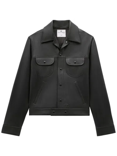 Courrèges Chest Flap-pocket Leather Jacket In Black
