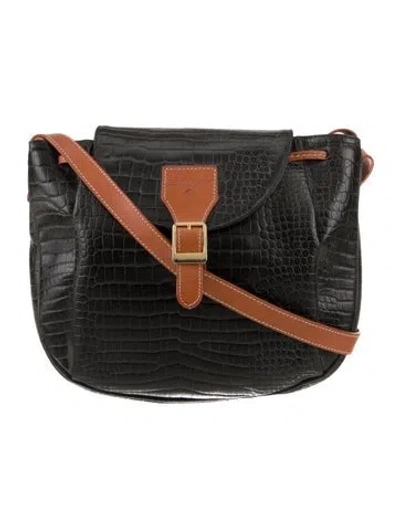 Pre-owned Courrèges Leather Messenger Bag In Black