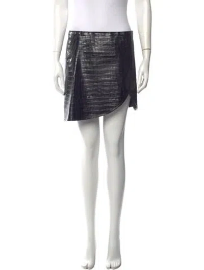 Pre-owned Courrèges Leather Mini Skirt In Black