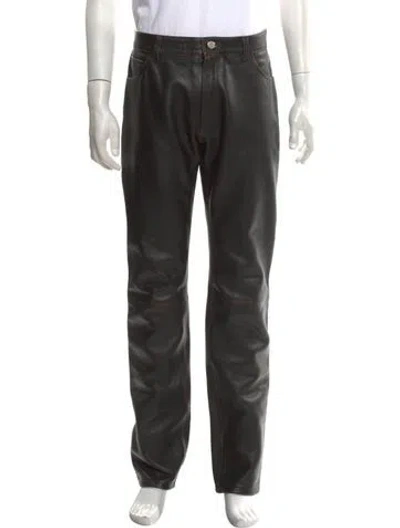 Pre-owned Courrèges Leather Moto Pants In Brown
