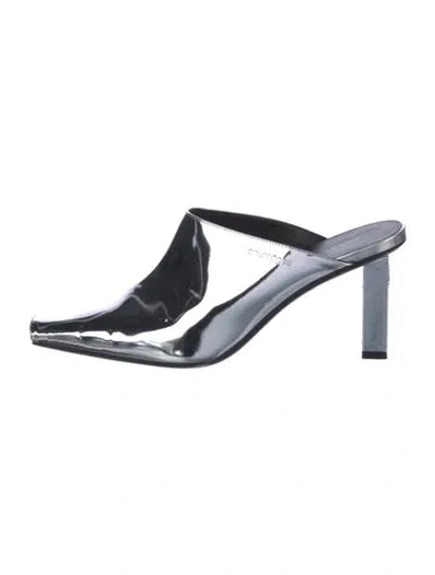 Pre-owned Courrèges Leather Mules In Silver