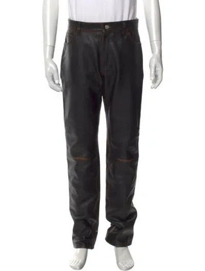 Pre-owned Courrèges Leather Pants In Black