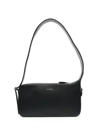 Courrèges Leather Racer Shoulder Bag In Schwarz