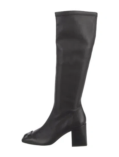 Pre-owned Courrèges Leather Riding Boots In Black