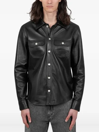 Courrèges Leather Shirt In Black