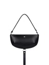 Courrèges Semi-circular Black Leather Bag With Silver Logo In Black