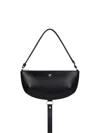 Courrèges Semi-circular Black Leather Bag With Silver Logo In Black