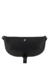 Courrèges Semi-circular Black Leather Bag With Silver Logo In Black