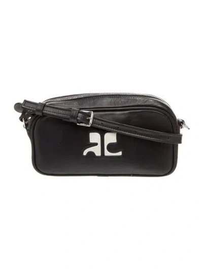 Pre-owned Courrèges Leather Shoulder Bag In Black