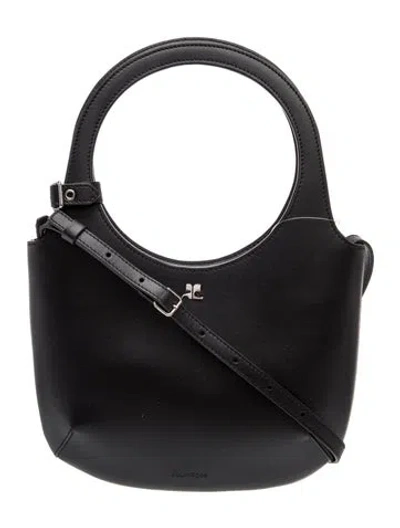 Pre-owned Courrèges Leather Shoulder Bag In Black/grey