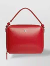 Courrèges Ruby Red Calf Leather Shoulder Bag With Silver-tone Accents