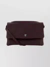Courrèges Leather Shoulder Bag Fold-over Flap In Burgundy
