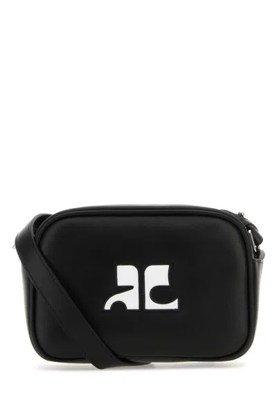 Courrèges Courreges Leather Shoulder Bag With Silver-tone Hardware In Black