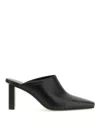 Courrèges Pointed Toe Mules In Smooth Leather In Black