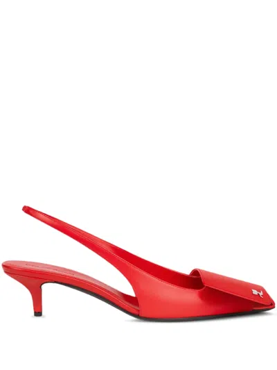 Courrèges Leather Sling-back Pumps In Red