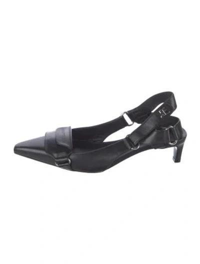 Pre-owned Courrèges Leather Slingback Pumps In Black
