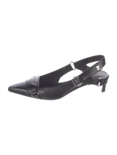Pre-owned Courrèges Leather Slingback Pumps In Black