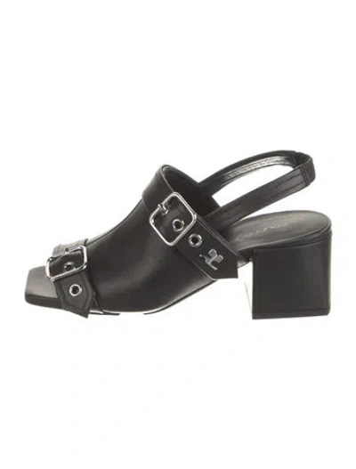 Pre-owned Courrèges Leather Slingback Sandals In Black
