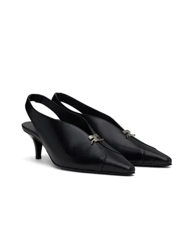 Courrèges Leather Slingbacks With Logo Plaque