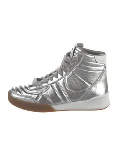 Pre-owned Courrèges Leather Sneakers In Metallic/silver