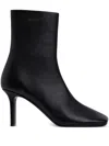 Courrèges Leather Square-toe Ankle Boots In Black