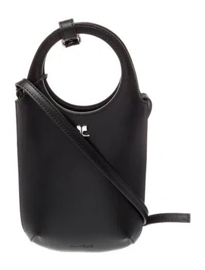 Pre-owned Courrèges Leather Top Handle Bag In Black