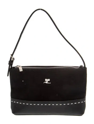 Pre-owned Courrèges Leather Top Handle Bag In Black
